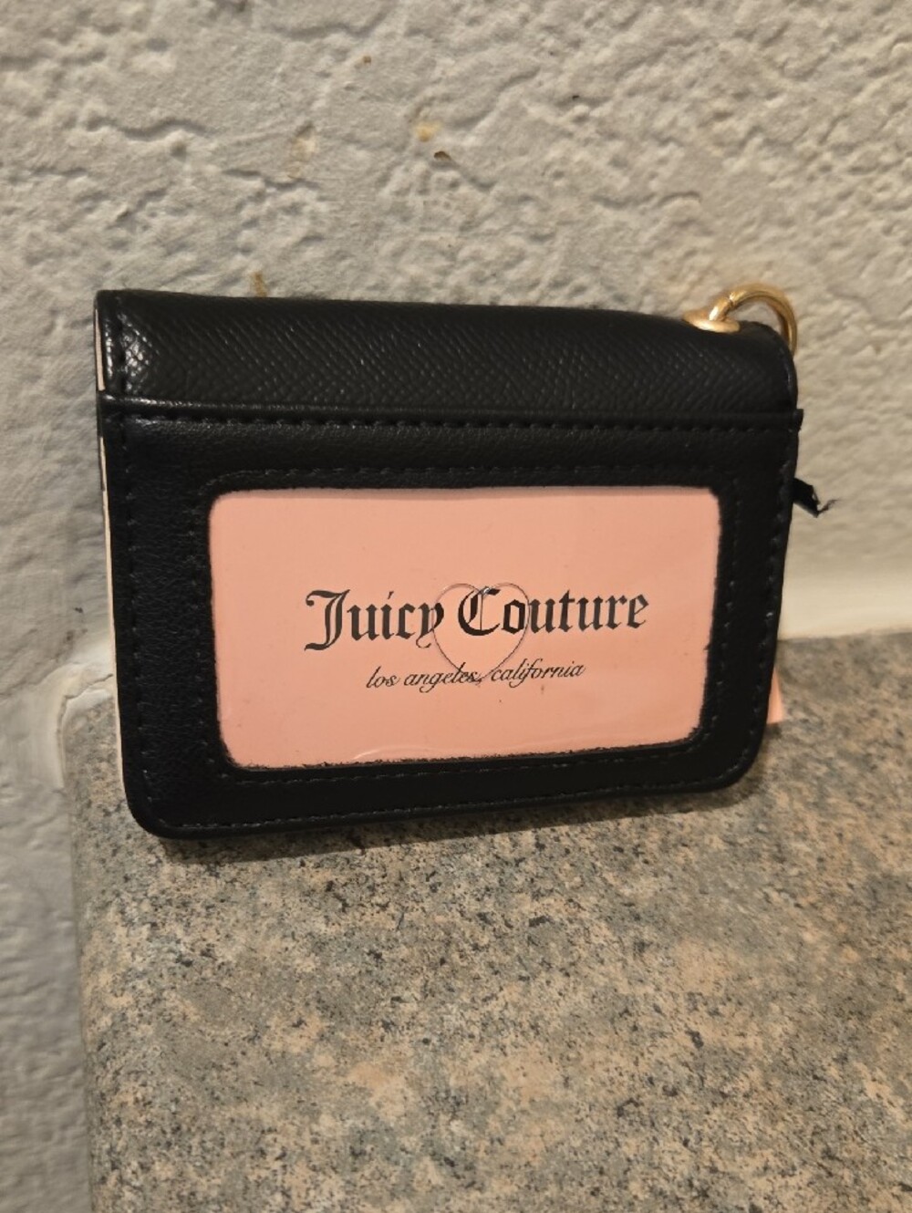 Juicy Couture Black Cardholder with Gold Logo and Pink Heart Charm NWT - Picture 2 of 3